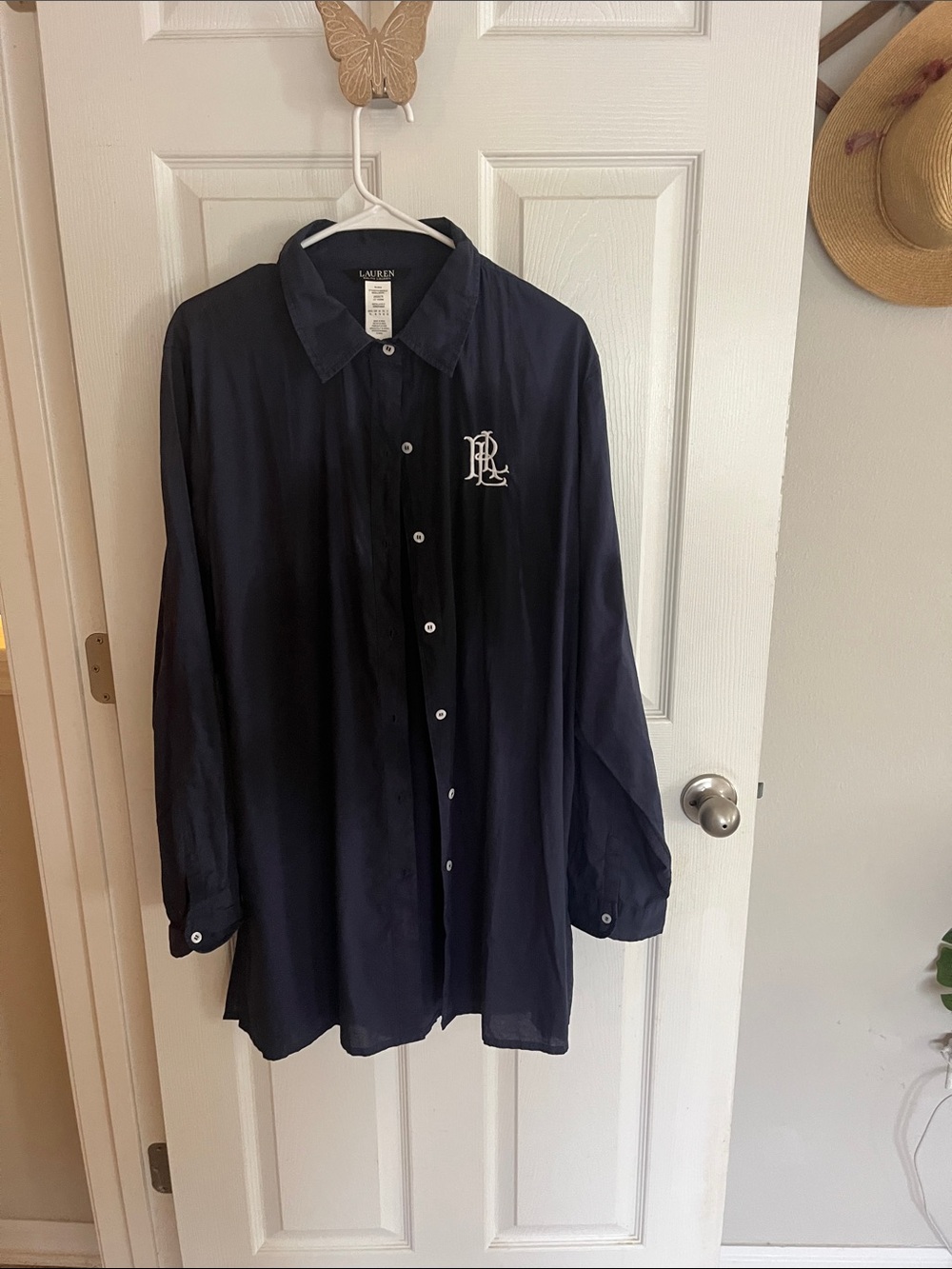Lauren Ralph Lauren Navy Long-Sleeve cover up Button-Up Shirt